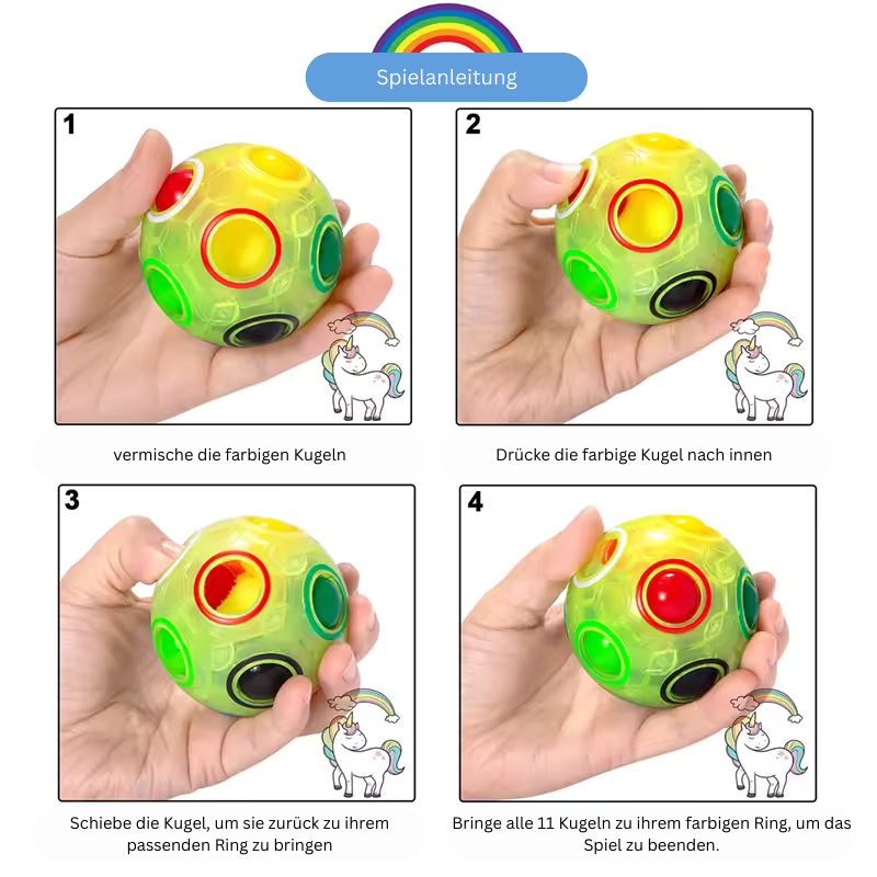 Magischer Regenbogen Puzzle Ball – Antistress-Spielzeug für Kinder & Erwachsene