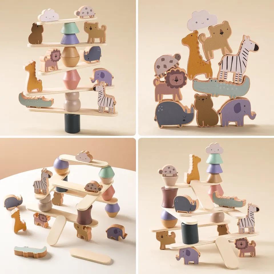 Kind Montessori Spielzeug Baby Holz Tier Stapeln Spielzeug Balance Blöcke Brettspiel pädagogische Balance Stapelblöcke Spielzeug Baby Geschenk