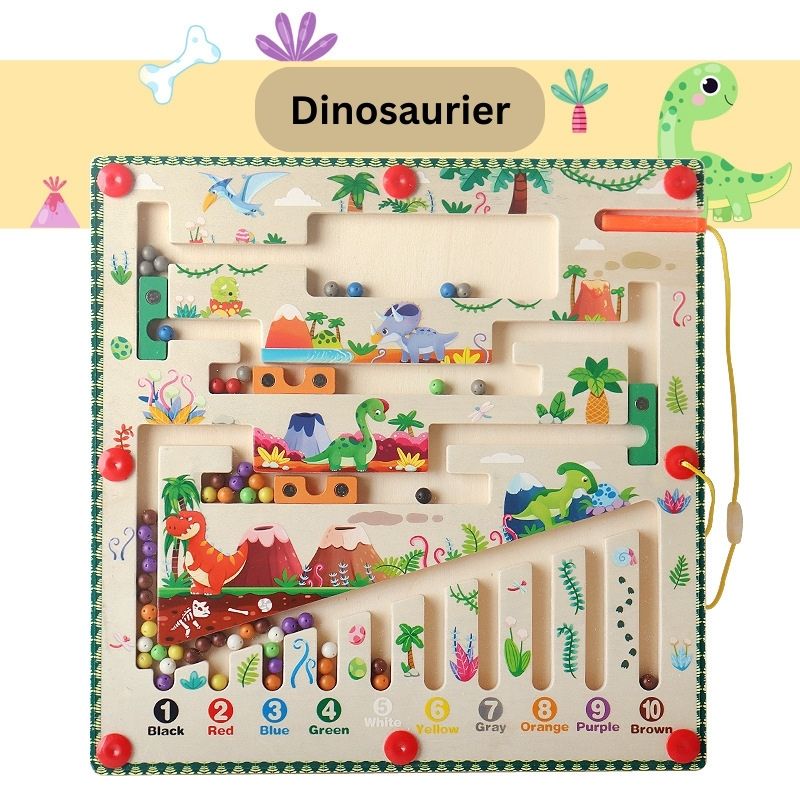 Magnetische Sortierspiel Montessori Puzzle Spielzeug Labyrinth Brett lernen Farbzählung Nummer Klassifizierung Holz Lernspielzeug Dino Holz magnetische Farbe und Nummer Labyrinth lernen Bildung Spielzeug Farbe passend Montessori Spielzeug Holzspielzeug für Kinder Geschenk