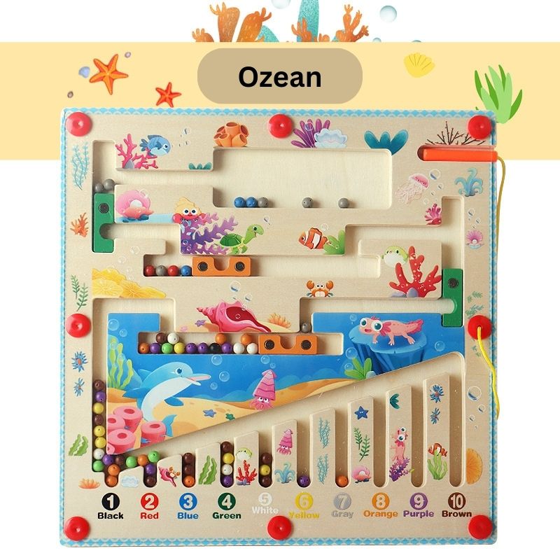 Magnetische Sortierspiel Montessori Puzzle Spielzeug Labyrinth Brett lernen Farbzählung Nummer Klassifizierung Holz Lernspielzeug Ozean Holz magnetische Farbe und Nummer Labyrinth lernen Bildung Spielzeug Farbe passend Montessori Spielzeug Holzspielzeug für Kinder Geschenk