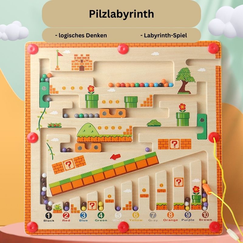 Magnetische Sortierspiele Montessori Puzzle Spielzeug Labyrinth Brett lernen Farbzählung Nummer Klassifizierung Holz Lernspielzeug Pilze Holz magnetische Farbe und Nummer Labyrinth lernen Bildung Spielzeug Farbe passend Montessori Spielzeug Holzspielzeug für Kinder Geschenk